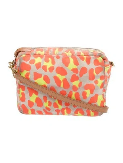 Pre-owned Clare V Leather Crossbody Bag In Orange/white