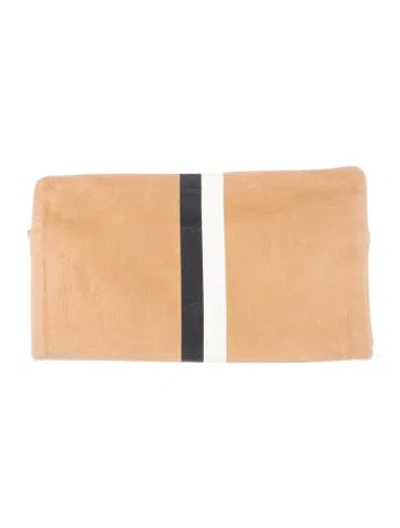 Pre-owned Clare V Leather Denim Foldover Cosmetic Pouch In Neutrals