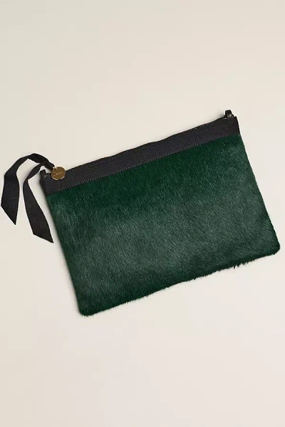 Clare V Leather Flat Tab Clutch In Green
