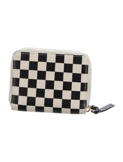 Pre-owned Clare V Leather Plaid Print Wallet In Black