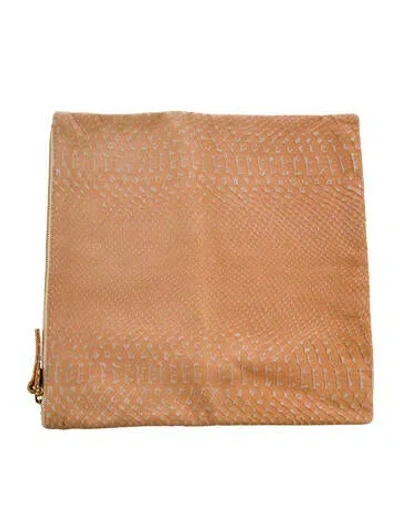 Pre-owned Clare V Leather Portfolio In Neutral