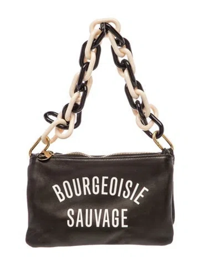 Pre-owned Clare V Leather Shoulder Bag In Black