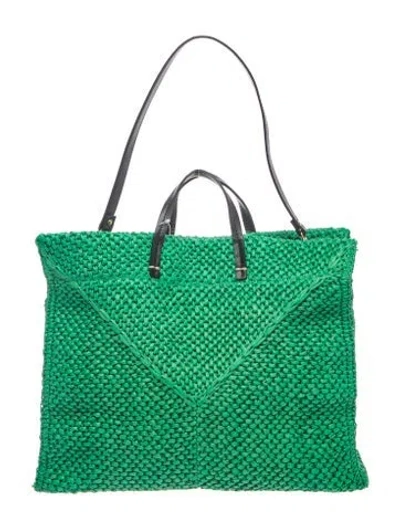 Pre-owned Clare V Leather Tote In Green