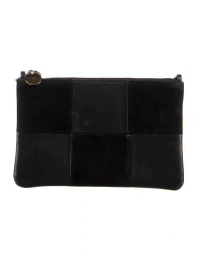 Pre-owned Clare V Leather Zip Closure Cosmetic Bag In Black