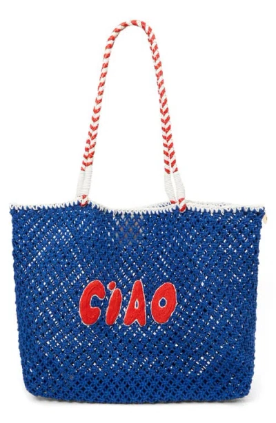 Clare V . L'été Crochet Tote In Blue
