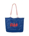 Clare V . L'été Crochet Tote In Cobalt/pop
