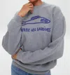 Clare V Liberez Les Sardines Sweatshirt In Grey Melange With Navy In Gray