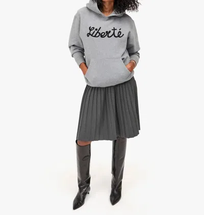 Clare V Liberte Fleece Hoodie In Grey Melange In Blue