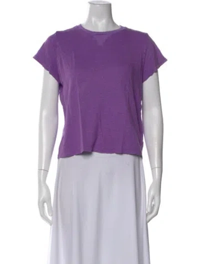 Pre-owned Clare V Linen Crew Neck T-shirt In Purple