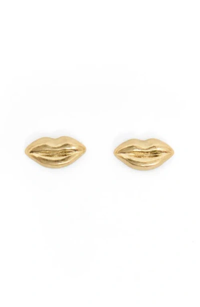 Clare V . Lips Stud Earrings In Vintage Gold