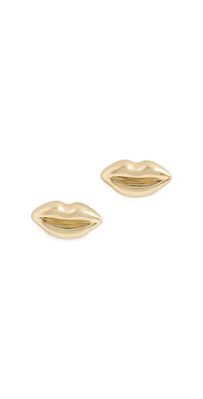Clare V Lips Stud Earrings Vintage Gold