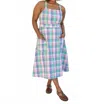 Clare V Lisette Dress In Madras Multi-colored In Pink