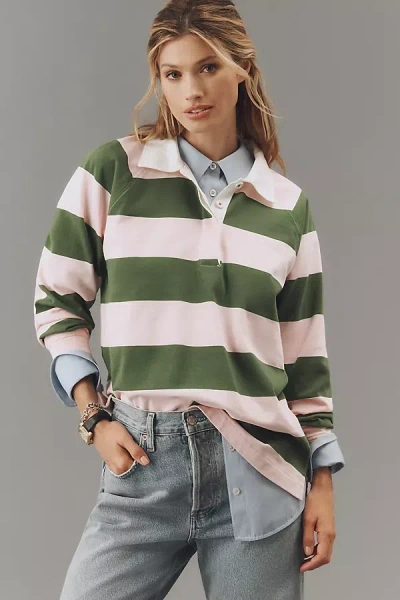 Clare V Long-sleeve Rugby Top In Multicolor