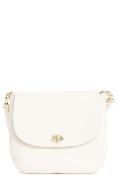 Clare V Louis Leather Crossbody Bag In Cream Veg