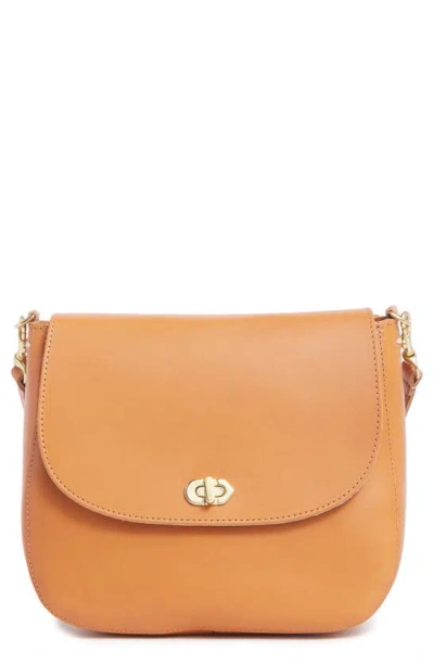 Clare V Louis Leather Crossbody Bag In Cuoio