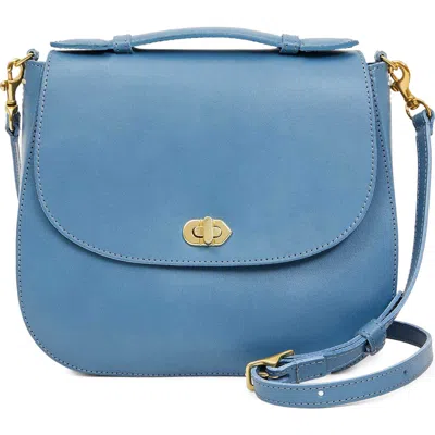 Clare V . Louis Leather Crossbody Bag In Desert Blue