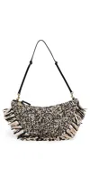 Clare V Lune Bag Black/cream Raffia W/ Fringe