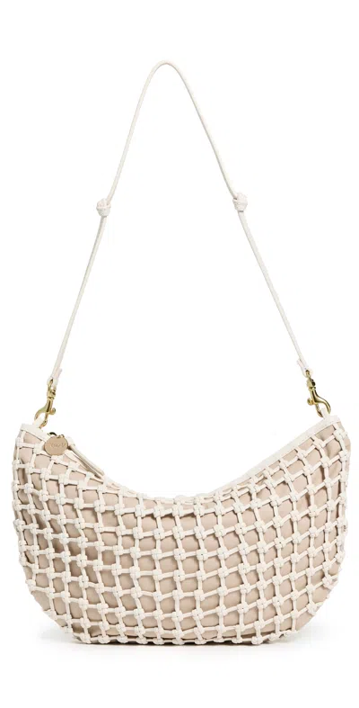 Clare V Lune Bag White Knot Woven Leather