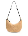 Clare V Lune Small Shearling Shoulder Bag In Neutral