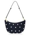 Clare V Lune Small Studded Suede Shoulder Bag In Blue