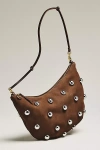 Clare V Lune Studded Italian Leather Bag In Brown