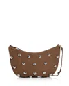 Clare V Lune Studded Suede Shoulder Bag In Brown