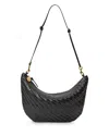 Clare V Lune Woven Leather Shoulder Bag In Black