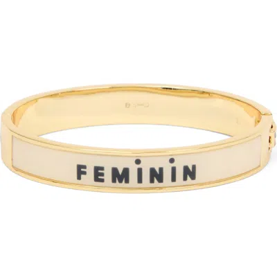 Clare V . Masculin Féminin Enamel Bangle In Cream/black