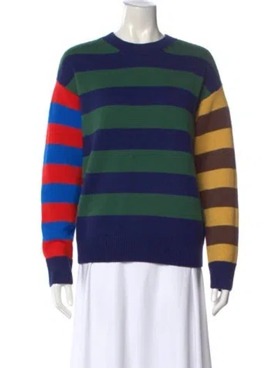Pre-owned Clare V Merino Wool Striped Sweater In Blue