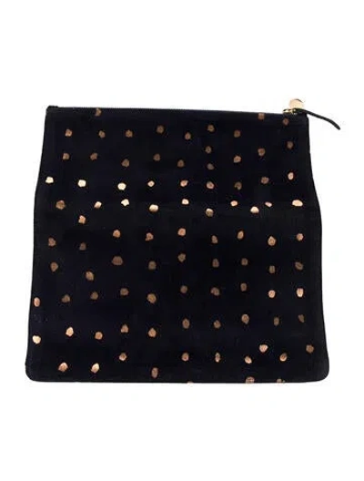 Pre-owned Clare V Metallic Polka Dot Suede Cosmetic Pouch In Blue