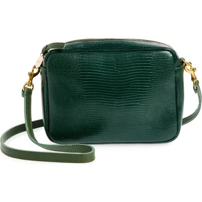 Clare V . Midi Sac Lizard Embossed Leather Crossbody Bag In Forest Lizard