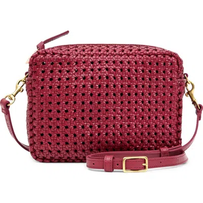 Clare V . Midi Sac Woven Crossbody Bag In Burgundy