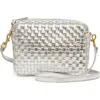 Clare V . Midi Sac Woven Crossbody Bag In Silver Specchio Woven Checker