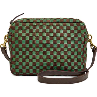 Clare V . Midi Sac Woven Leather Crossbody Bag In Green