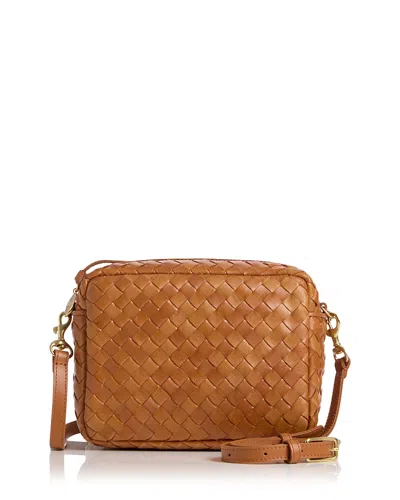 Clare V Midi Sac Woven Leather Crossbody Bag In Brown