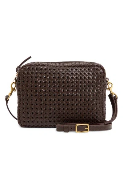 Clare V . Midi Sac Woven Leather Crossbody Bag In Brown