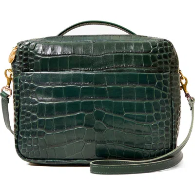 Clare V . Mirabel Croc Embossed Leather Crossbody Bag