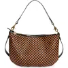 Clare V . Moyen Messenger Bag In Black/natural Woven Checker