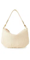 Clare V Moyen Messenger Cream Woven Checker In Cream Woven Checker