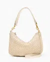 Clare V Petit Moyen Messenger Woven Leather Checker Crossbody In White