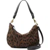Clare V Petit Moyen Leopard Print Suede Bag In Brown