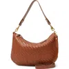 Clare V . Moyen Woven Leather Messenger Bag In Hazelnut Woven Zig Zag