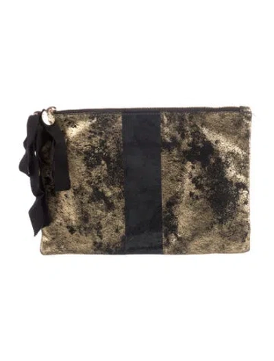 Pre-owned Clare V Nubuck Clutch In Gold/metallic
