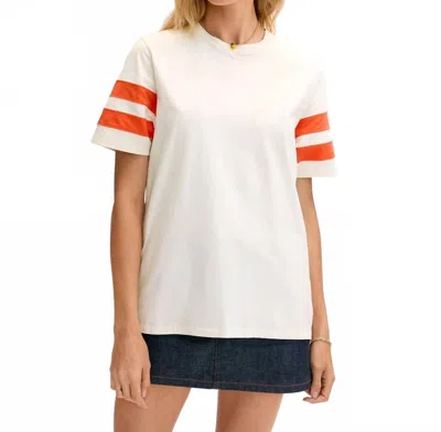Clare V Original Crewneck Varsity Tee In Cream In Yellow