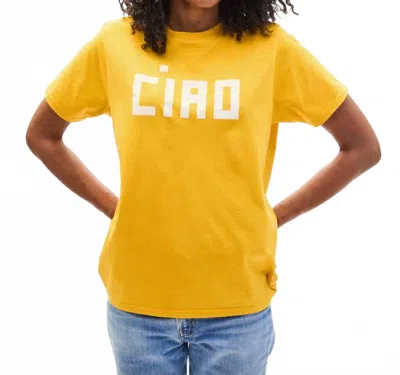 Clare V Ciao Original Tee In Marigold With Cream Block Ciao In Yellow