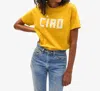 Clare V Original Tee With Ciao In Marigold W/ Cream In Yellow