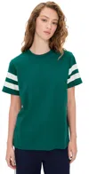 Clare V Original Varsity Tee Deep Pine/cream In Green