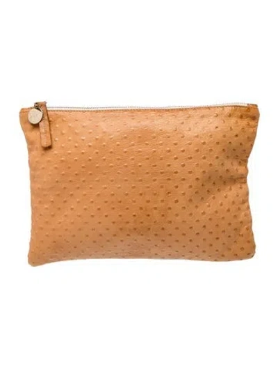 Pre-owned Clare V Ostrich Clutch In Brown