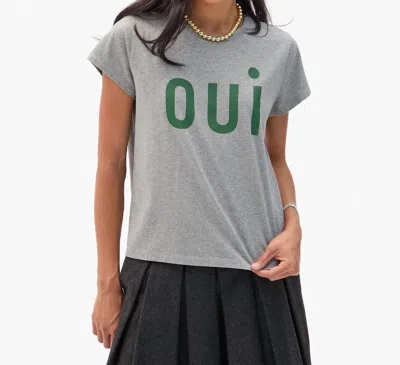 Clare V Oui Classic Tee In Grey Melange In Blue