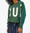 CLARE V OUI OVERSIZED SWEATSHIRT IN FOREST/CREAM